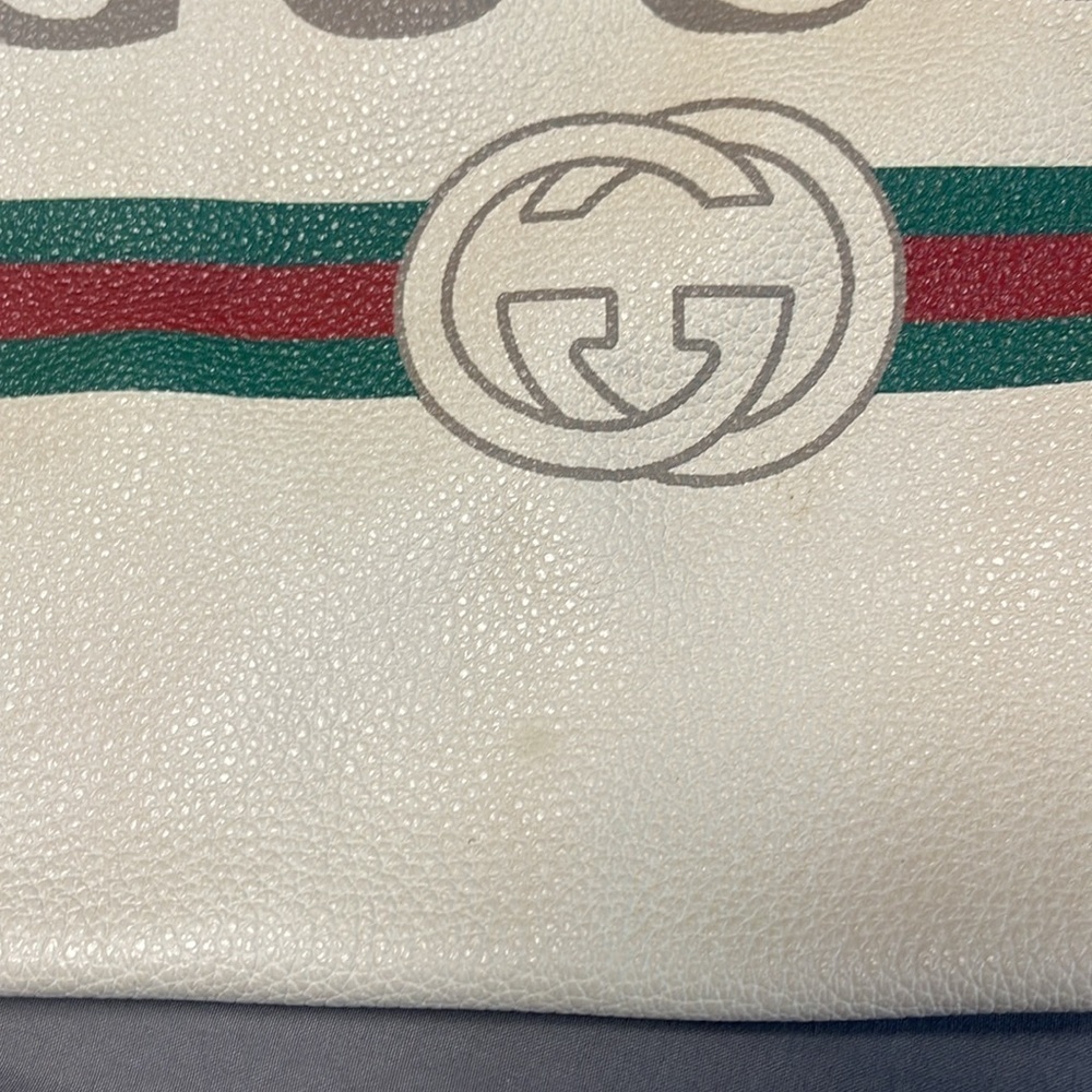 Gucci Cream Logo Zip Up Leather Suede Large Portfolio Pouch Clutch - Picture 13 of 16